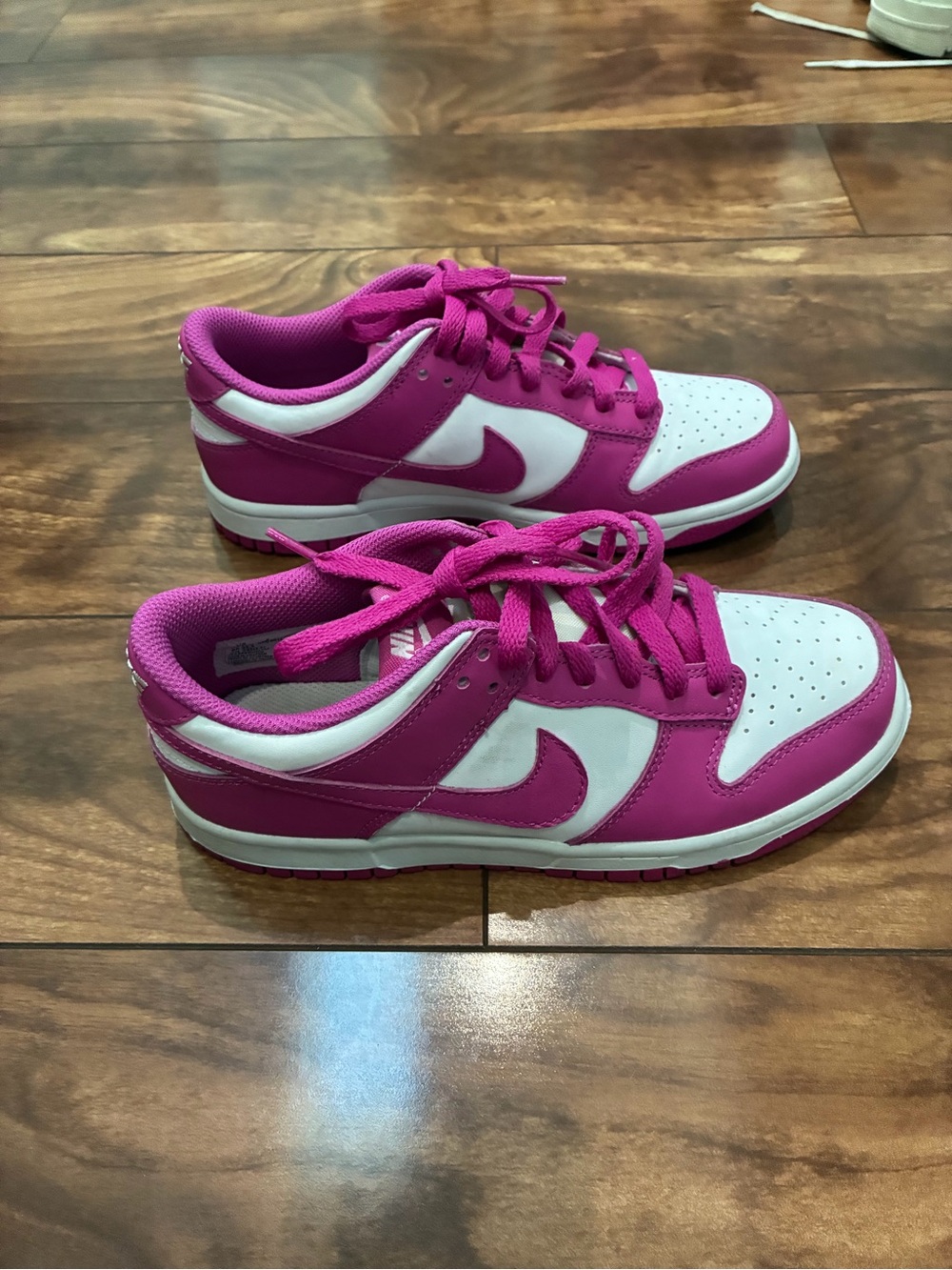 Nike Pink and White Low-Top Swoosh Sneakers